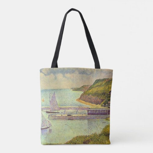 Harbour Port_en_Bessin High Tide by Georges Seurat Tote Bag