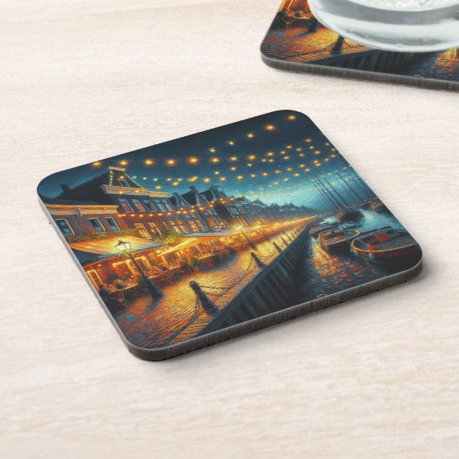 Harbourside Cafés in Netherlands Beverage Coaster (Left Side)