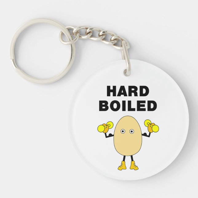 Hard Boiled Egghead Text Keychain (Front)