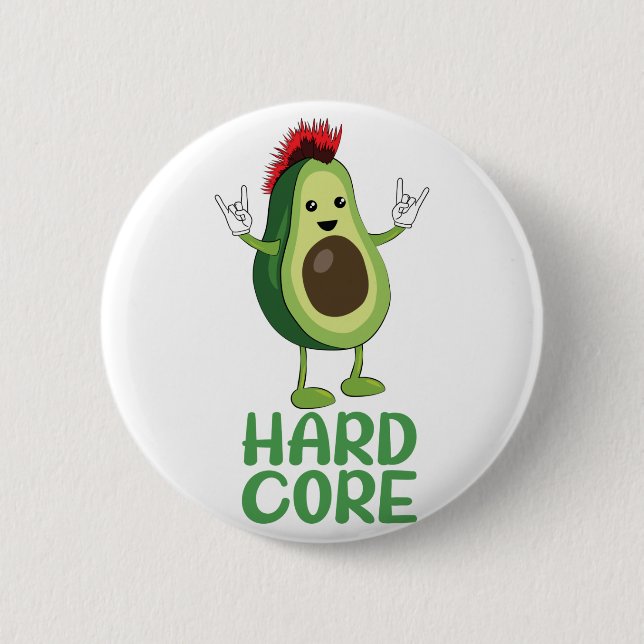 Hard Core Avocado Funny Button (Front)