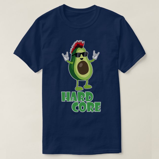 Hard Core Avocado Funny T-Shirt (Design Front)