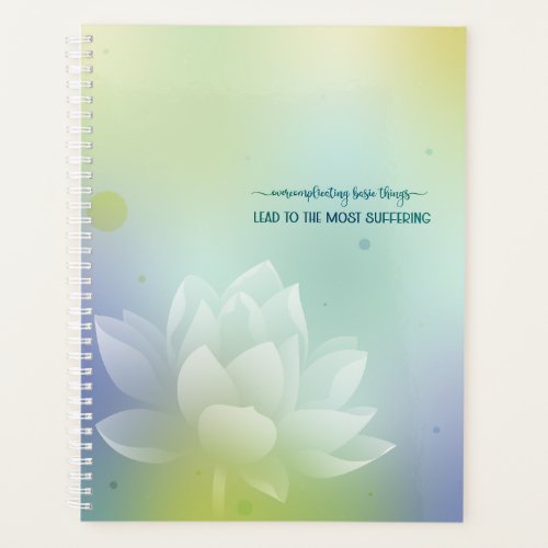 Hard cover Green Lotus  Quote of simplicity Planner