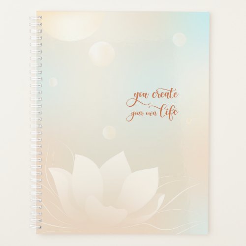 Hard cover Orange Lotus  Quote of creation Planner