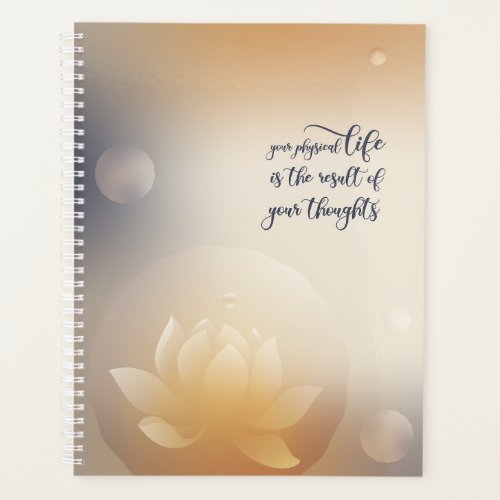 Hard cover Orange Lotus  Quote of thought Planner