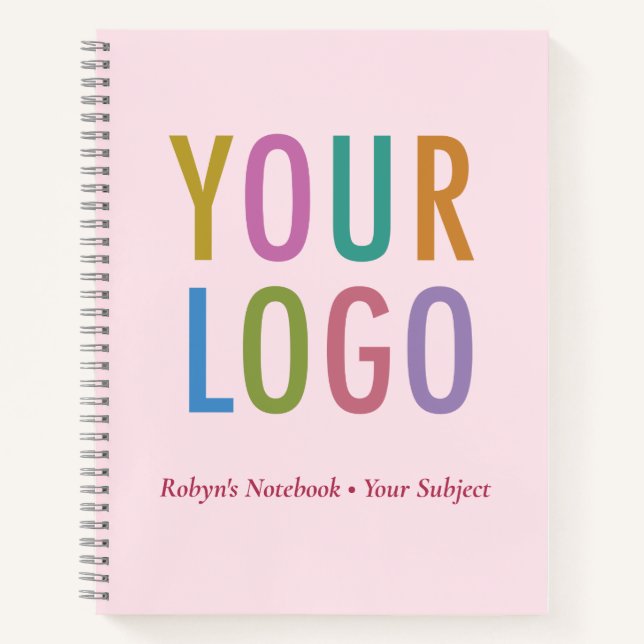 Hard Cover Pink Notebook with Name & Custom Logo (Front)