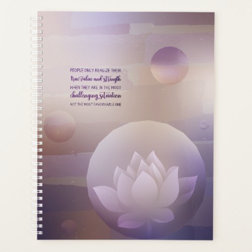 Hard cover Purple Lotus  Quote of authenticity Planner