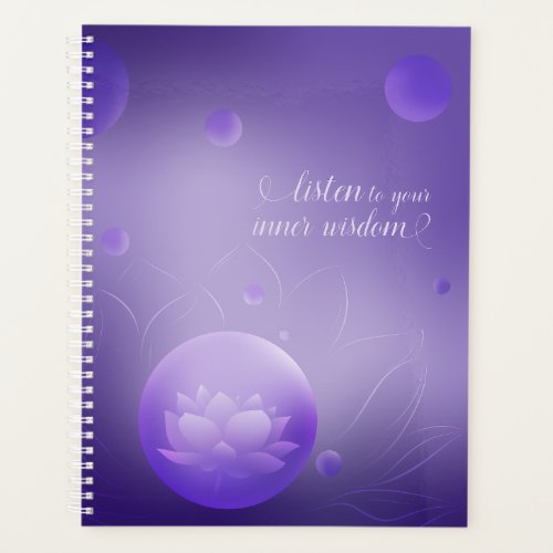 Hard cover Purple Lotus  Quote of inner wisdom Planner