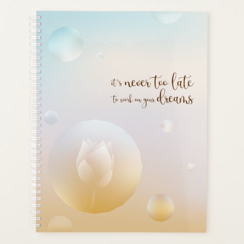 Hard cover Yellow Lotus  Quote of dream Planner