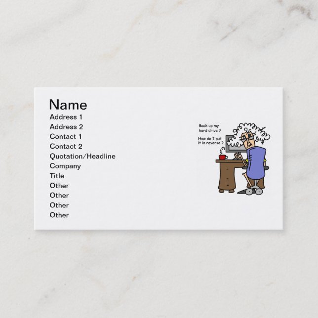 Hard Drive Back Up Humorous Business Card (Front)