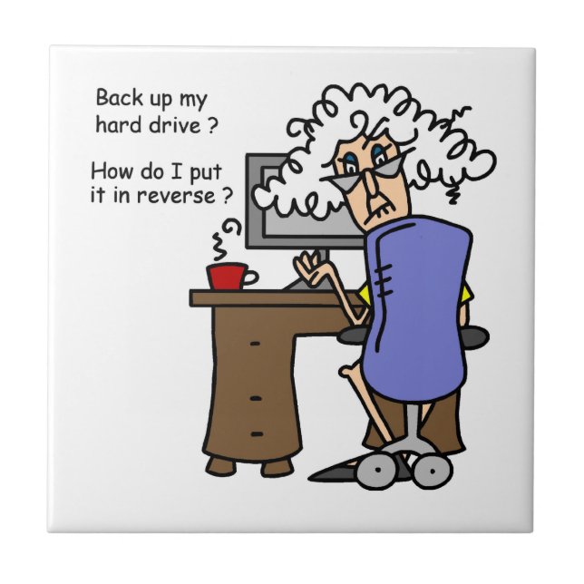Hard Drive Back Up Humorous Ceramic Tile (Front)
