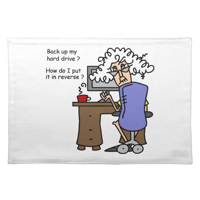 Hard Drive Back Up Humorous Cloth Placemat (Front)