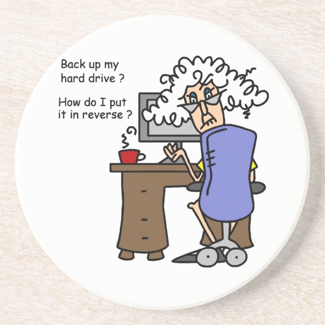 Hard Drive Back Up Humorous Drink Coaster (Front)