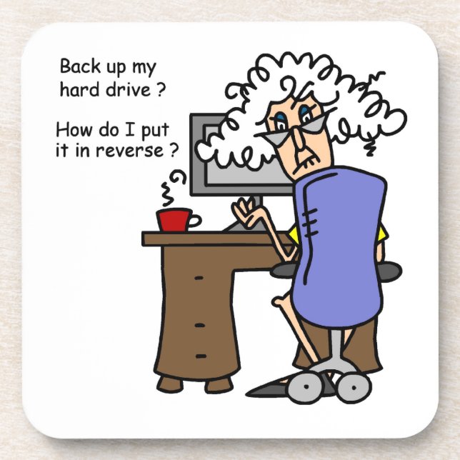 Hard Drive Back Up Humorous Drink Coaster (Front)