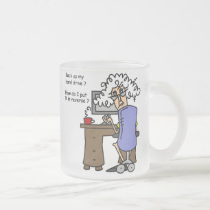 Hard Drive Back Up Humorous Frosted Glass Coffee Mug