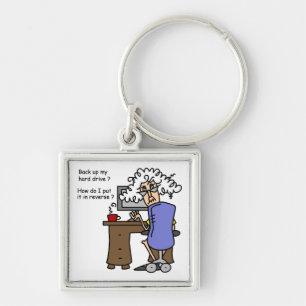 Hard Drive Back Up Humorous Keychain