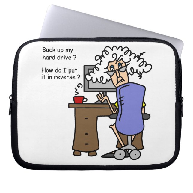 Hard Drive Back Up Humorous Laptop Sleeve (Front)