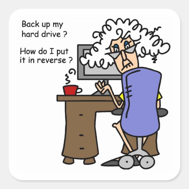Hard Drive Back Up Humorous Square Sticker (Front)