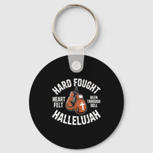 Hard Fought Hallelujah Boxing Gloves Christian Box Keychain
