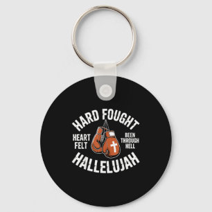 Hard Fought Hallelujah Boxing Gloves Christian Box Keychain