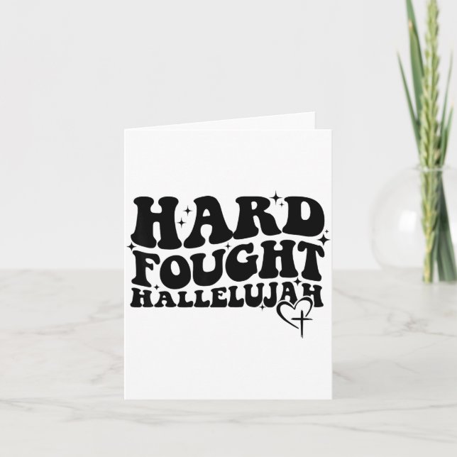 Hard Fought Hallelujah Cross Heart Sparkle Art  Card (Front)