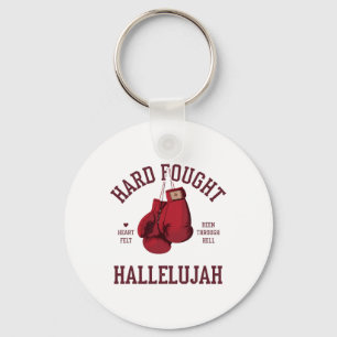Hard Fought Hallelujah Pink Bow Boxing Gloves  Keychain