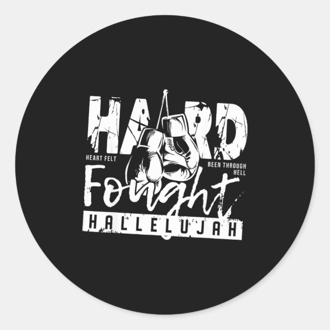 Hard Fought Hallelujah Praise Jesus Bible Verse Ch Classic Round Sticker (Front)