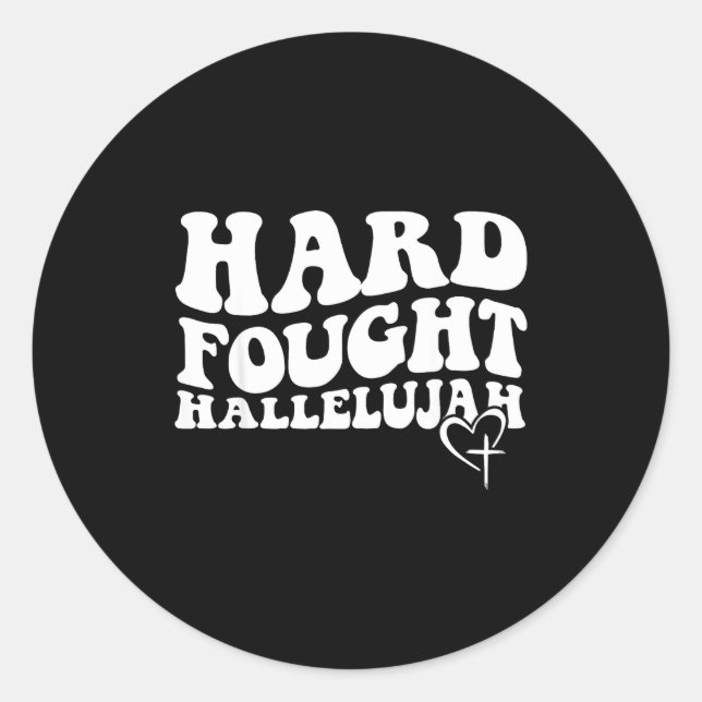 Hard Fought Hallelujah Retro Groovy Jesus  Classic Round Sticker (Front)