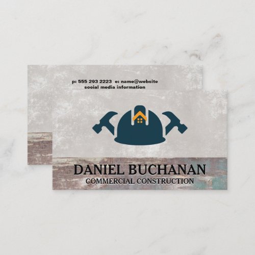 Hard Hat and Hammers  Building Construction Business Card