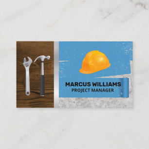 Hard Hat and Tools Paint Roller Background Business Card