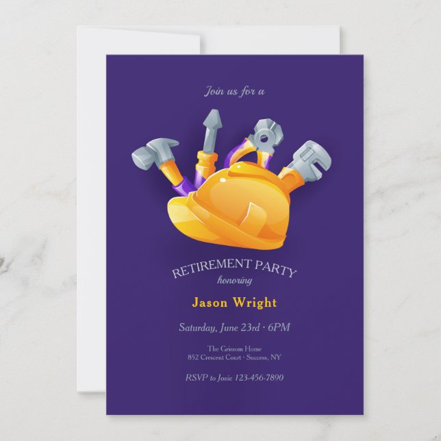 Hard Hat and Tools Retirement Party Invitation (Front)