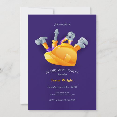 Hard Hat and Tools Retirement Party Invitation