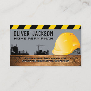 Hard Hat Construction Site   Blue Collar Business Card