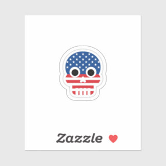 Hard Hat Flag Skull Vinyl Sticker