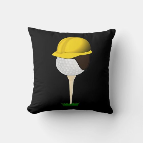 Hard Hat Golf Ball Construction American Hat  Throw Pillow
