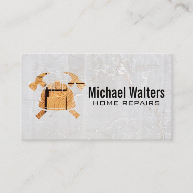 Hard Hat | Hammer | Construction Repair Business Card (Front)