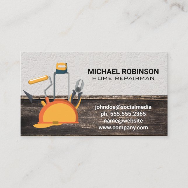 Hard Hat | Home Repair Tools Business Card (Front)