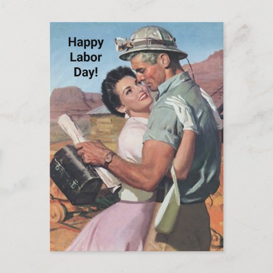 Hard Hat Lunch Pail Happy Labor Day Worker Pcs Holiday Postcard
