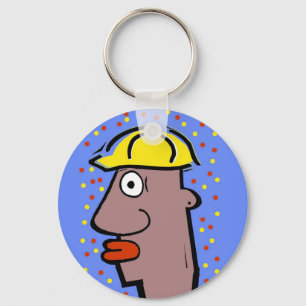 Hard Hat Worker add text Magnet Keychain