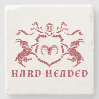 Hard-headed Heraldic Goat Marble Stone Coaster by LVMENES at Zazzle
