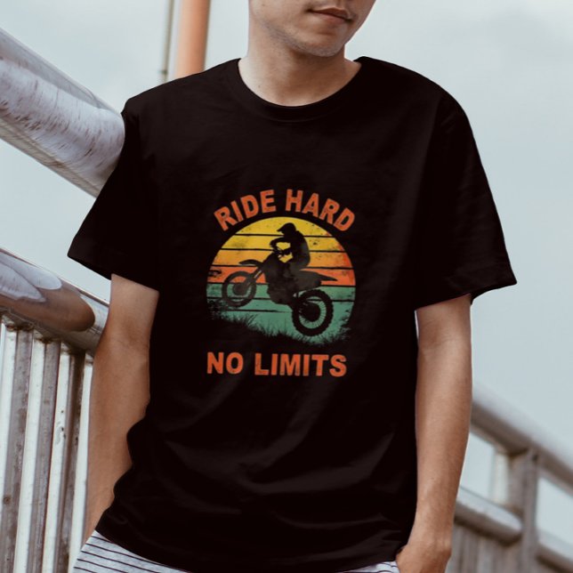 Hard No Limits Retro Sunset Graphic Tee for Bikers (Creator Uploaded)