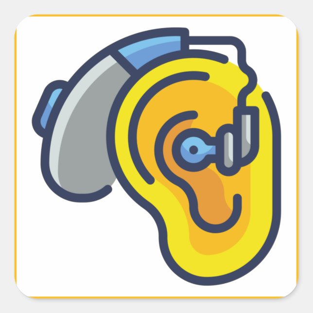 HARD OF HEARING/صعوبة السمع/HÖRBEHINDERTE SQUARE STICKER (Front)