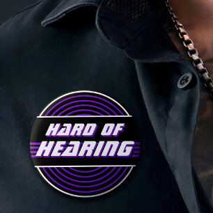 Hard of Hearing 80s Music Purple Vinyl Record Button