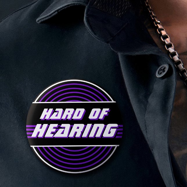 Hard of Hearing 80s Music Purple Vinyl Record Button (Hard of Hearing 80s Music Purple Vinyl Record Button)