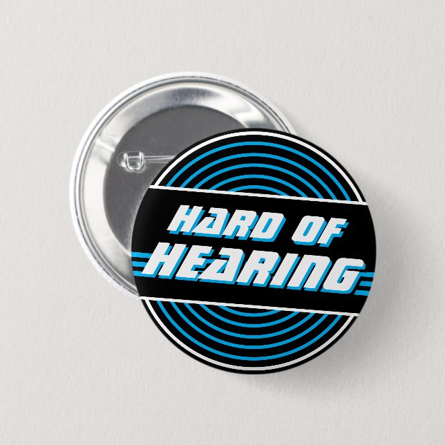 Hard of Hearing 80s Vinyl Record Lt Blue Music Button (Front & Back)