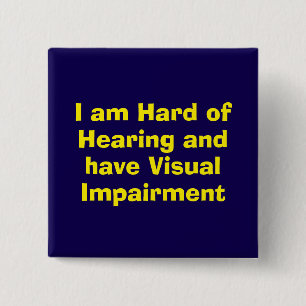 Hard of Hearing and Visual Impairment Blue Button