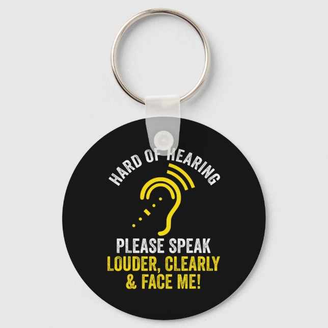 Hard Of Hearing ASL Hearing Impaired Deaf Awarenes Keychain (Front)