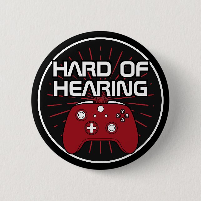 Hard of Hearing Black Red Gamer Controller Button (Front)