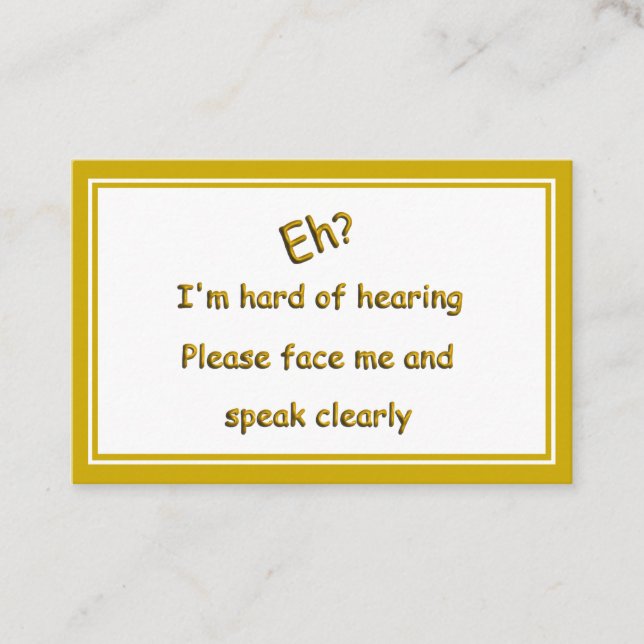Hard of Hearing Business Card (Front)
