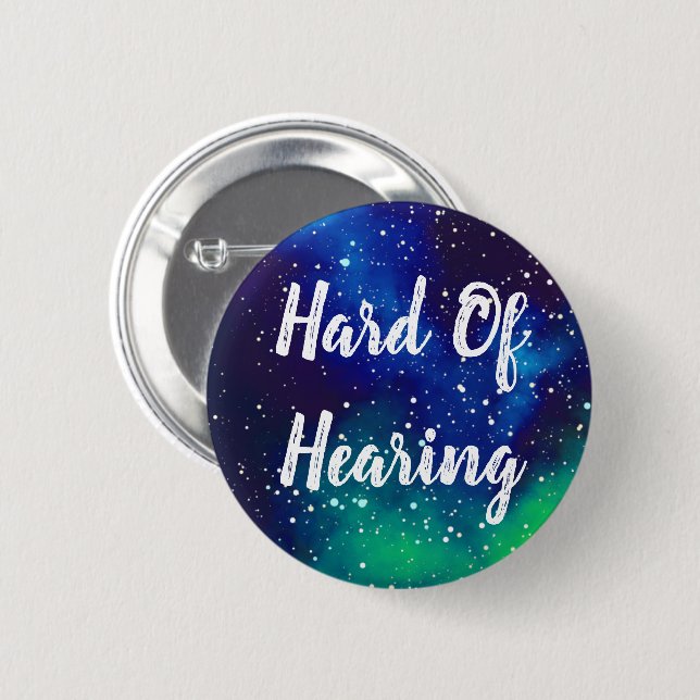 Hard Of Hearing Customizable Galaxy Identity Button (Front & Back)