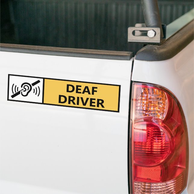 Hard of Hearing Deaf Driver Disability Car  Bumper Sticker (On Truck)